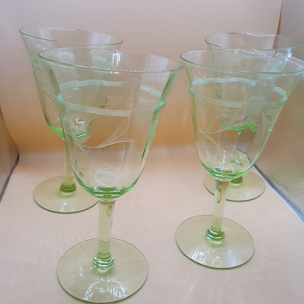 Vintage Green Carnival Glasses